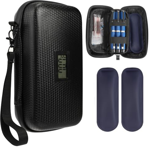 Glacière à insuline de voyage avec affichage de la température portable pour stylo à insuline pour diabétique, organiseur de fournitures pour diabétique, sac de refroidissement isotherme avec 2 blocs