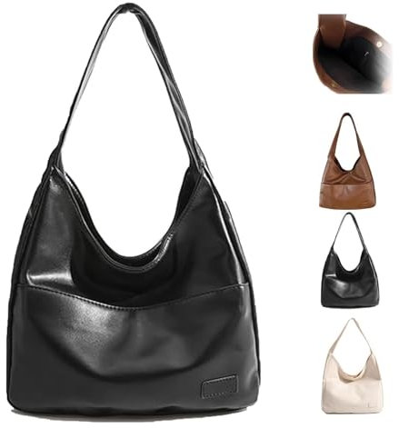 Sac à bandoulière pour femme, sac fourre-tout en cuir grande capacité pour femme, sac en cuir vegan, tendance, décontracté et rétro