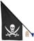 h2i Piratenflagge 42 x 30 cm mit Kunststoffstab | Fahne mit Totenkopf-Motiv | wetterfestes Zubehör für Spielhaus, Spielturm & Klettergerüst | Piraten Deko für Kinder | schwarz