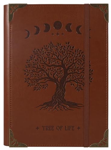 TIEFOSSI A5-Ringbuch mit 6 Ringen Tagebuch für Frauen und Männer, Hardcover Notizbuch aus PU-Leder, Vintage-Baum-Notizbücher, College Lineatur für Schule, Arbeit, Reise & Organisation