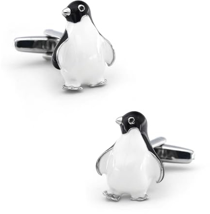 Lustige Manschettenknöpfe für Männer, lustiger kleiner Pinguin-Stil, Weihnachts-Manschettenknöpfe aus Edelstahl