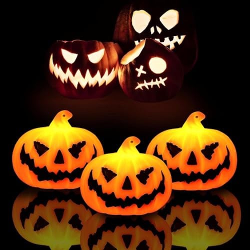 3 Stück Halloween Deko,Herbstdeko Outdoor,Halloween Kürbis Deko | Herbst Dekoration,Kürbislaterne Beleuchtet,Halloween Deko Outdoor,Für Erntedankfest,Halloween,Weihnachten,Tischdeko,Party