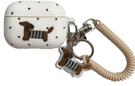 eglixu für AirPods Pro 3 Hülle (2025), Niedliche Cartoon Dackel-Hund Kreative Musterdesigns, Stoßfeste Schutzhülle mit Schlüsselanhänger für Apple Airpods Pro 3. Generation (C)
