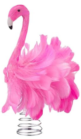 Christmas Tree Topper Pink Christmas Flamingo Tree Toppers Fluffy Artificial Feathers Xmas Home Holiday Ornament Flamingo Xmas Decorations (Pink, 25 * 23 * 12cm)