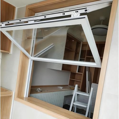 cendbirut Finestra di Servizio Pieghevole con Telaio in Alluminio, Finestra in Metallo per casa, Finestra a Rotolo, finestre scorrevoli Pieghevoli, finestre per Case mobili,Bianca,40x30in/102x76cm