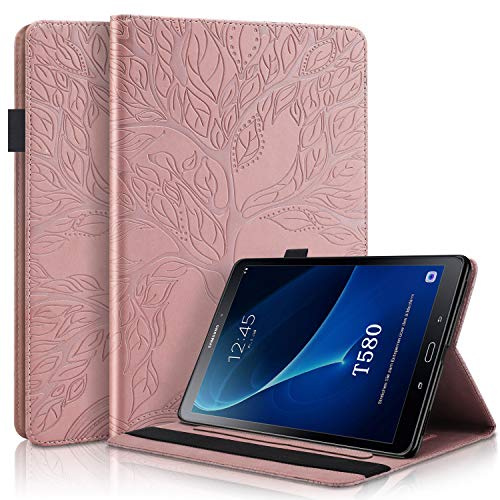 Succtopy Case for Samsung Galaxy Tab A6 2016 10.1 Inch SM-T580/SM-T585 Folio Flip PU Leather Cover with Pen Holder Protective Tablet Case with Stand Function case for Galaxy Tab A6 2016 Rose Gold