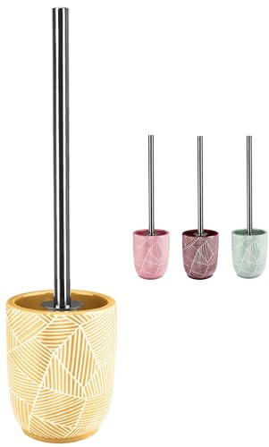 KW Pottery Ceramic Toilet Brush and Holder (Deep Yellow)