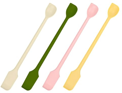 Yooyan Set di 4 mini spatole in silicone – raschietto a doppia testa ideale per piccoli contenitori e punti difficili da raggiungere, per barattoli di marmellata e creme (circa 18 cm)