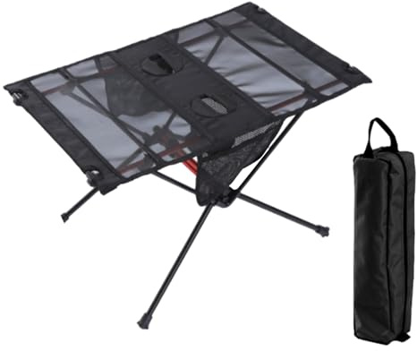 Camp Table,Compact Foldable With 2 Cup Holders,Folding Beach Table - for Indoor BBQ Patio Garden Yard Beach Camping Picnic Fishing