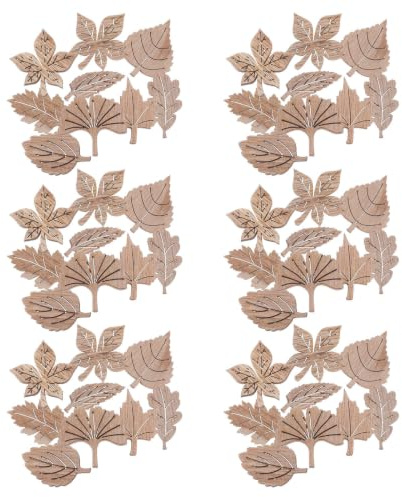 BUTIFULSIC 200 Stück Vintage Holzblätter aus Ahorn und Ginkgo für Bastelarbeiten Beige Holzstücke zum Basteln Wiederverwendbar und Pädagogisch für Saisonale Dekoration und Kinderzimmer