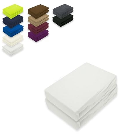 EXKLUSIV HEIMTEXTIL Frottee Spannbettlaken Doppelpack 180-200 x 200 cm 80% Baumwolle, 20% Polyester Öko - Tex Zertifiziert, Markenqualität, Matratzenhöhe bis 25 cm, Weiss