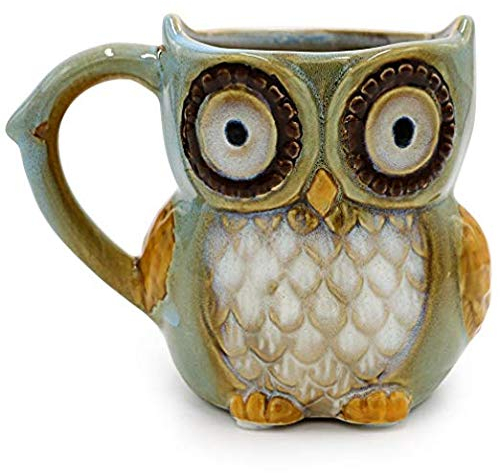 Taisuko Mignon Chouette café Tasse 12 onces en céramique (Cyan)