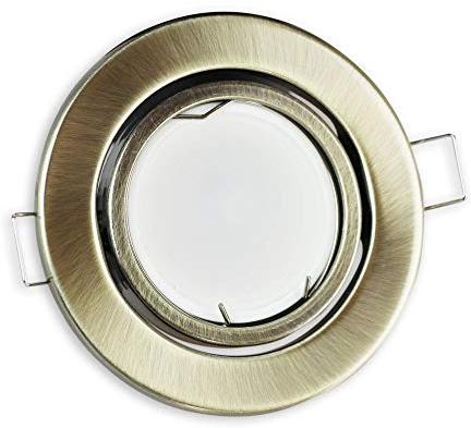 LED Einbaustrahler messing rund 5 Watt warmweiß 12V - MR16 Einbauleuchte schwenkbar Ø70mm Bohrloch - Einbau-Spot Decken-Strahler Deckeneinbaustrahler Deckenspot Deckeneinbauleuchte