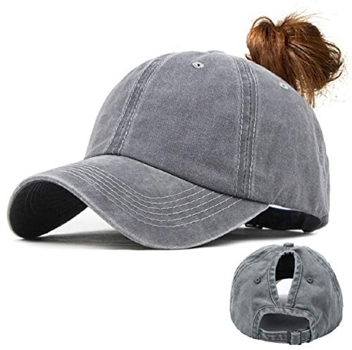 Voqeen Damen Basecap Baseball Cap Kappen Baseball Mützen Baumwolle Baseballmütze Sport Cap Snapback Cap Mädchen Mütze Hip Hop Cap Verstellbar UV Schutz Sonnenhut für Draußen Basecap(Grau)