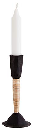 Kerzenständer Kerzenhalter schwarz Eisen Bambus H 15,5 cm Skandi Boho Ethno