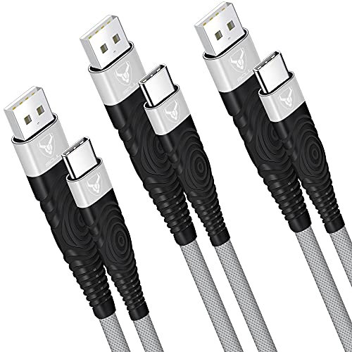 USB C Charger Cable 3 Pack 15CM, 1M, 2M USB A to USBC Cable Type C Charger Fast Charging Phone Lead for iPad Air iPhone 17 16 15 Pro Max Plus, Samsung Galaxy S25 S24 Ultra, Huawei, Google Pixel Grey