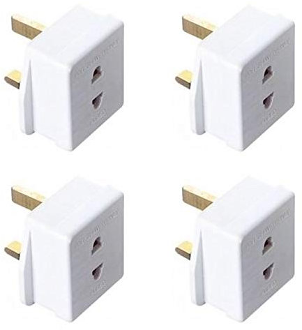 Homeberg 4 Pack Shaver Adapter - UK 2 Pin to 3 Pin Plug Adaptor for Electric Toothbrush & Razor