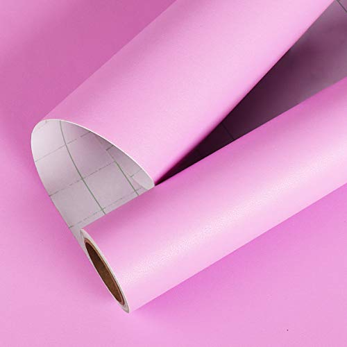 Livelynine Carta da Parati Rosa Carta Adesiva per Mobili Scrivania Regalo Armadio Bambina Carta da Parati Camera da Letto Pellicola Adesiva Colorata Plastica Adesiva Decorativa PVC Adesivo 40CMX2M