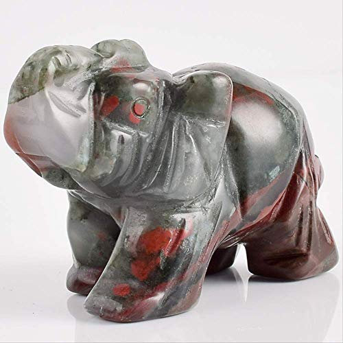 LISAQ 2 Zoll Elefantenfiguren Handwerk Geschnitzte Naturstein blutige Elefanten Mini Tiere Statue Skulptur