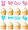 40 Stück Junge oder Mädchen Cupcake Topper Glitzer Onesie Overall Footprint Cupcake Picks Baby Shower Cake Topper Kindergeburtstag Gender Revelation Party Kuchendekorationen Zubehör