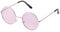 Ultra Silver with Light Pink Lenses UV400 Round Sunglasses for Men & Women - Unisex Retro Large Round Glasses with Spring Comfort Fit Hinges - UVA UVB Protection Circle Sunglasses - Metal Framed