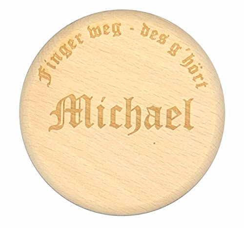 Bierglasdeckel aus Holz - Biergartendeckel aus Holz - Finger Weg - des gehört Ihr Name
