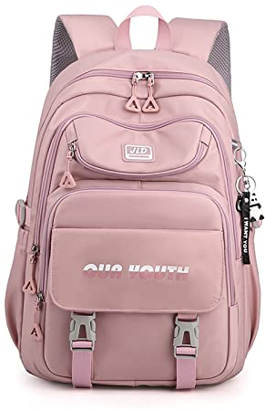 FANDARE Schulrucksack Schulrucksack Jugendliche Schultasche Jungen Mädchen Rucksack Schulranzen für Schüler Outdoor Reise Daypacks Freizeitrucksack Rucksack Wasserdicht Polyester Lila