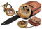 Hanzla Collection Sonnenuhr mit Ledergehäuse, antikes Finish, Kupfer-Zifferblatt, Kompass und Sonnenuhr, handgefertigt, Steampunk-Accessoire