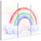 decomonkey Bilder Regenbogen 60x40 cm 3 Teilig Wandbild Groß Leinwandbild XXL Deko Wohnzimmer Schlafzimmer Büro Wanddeko Leinwand Pictures For Wall Poster Modern Abstrakt Kinder Wolken Stein weiß
