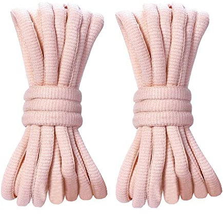 BupiMufi Lot de 2 paires de lacets solides de bonne qualité, largeur 9 mm, en polyester, pour chaussures de sport, chaussures de course, rose clair, 140