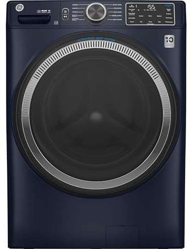 GE GFW550SPRRS 28 Inch Smart Front Load Washer with 4.8 cu. ft. Capacity, 1300 RPM, Time Saver Option, Connects with Amazon Alexa, in Saphire