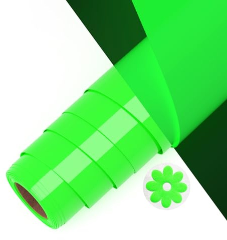 Asoway Plotterfolie Textil Grün leuchtend 3D Puff Vinylfolie HTV 25 X 244cm | Flexfolie Plotter Textil für DIY Kleidung, Mützen, Hosen, andere Stoffe, Leicht zu schneiden und zu jäten