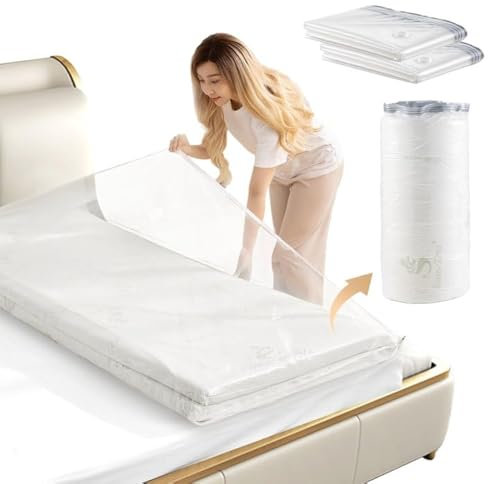 Sobotoo 2pcs MattressVacuum Storage Bags, Zippered Vacuum Sealer Bags, Space Saver Vacuum Storage Bags for Memory Foam Mattress Moving Shipping Storage (94.5X47.2 in)