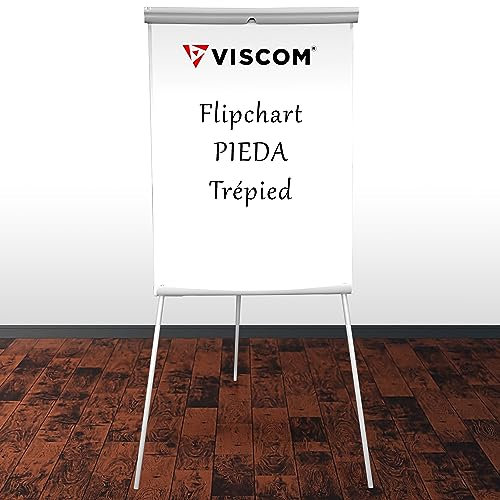 VISCOM® Chevalet de conférence avec trépied PIEDA – Flipchart magnétique utilisable avec ou sans papier – Chevalet de présentation statique – Sans bras extensibles