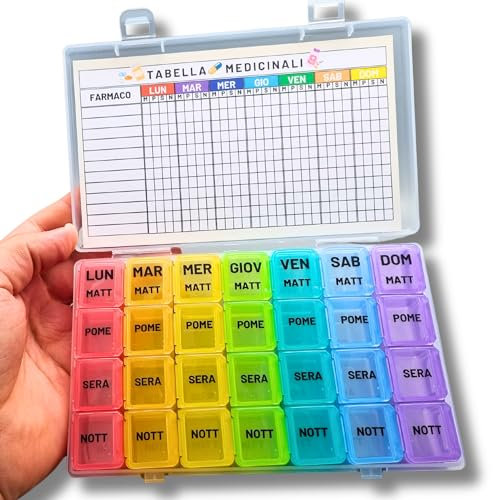Easy Memory Portapillole Settimanale a 7 Scomparti - Porta Pastiglie Giornaliero Medicinali Tascabile