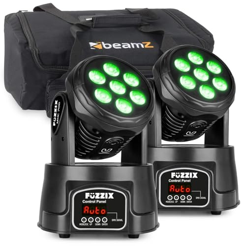 Fuzzix MHC706 Pack 2 cabezas móviles Wash LED con bolsa | Bolsa de transporte incluida, fácil movilidad, montaje rápido, para DJs y eventos itinerantes