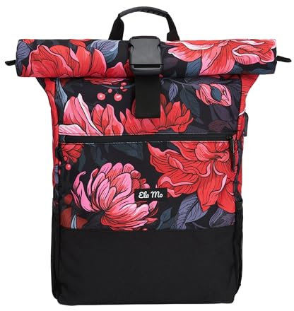 Ela Mo Rucksack Damen - Daypack schön u. durchdacht - Laptop Rucksäcke für Frauen - Anti Diebstahl Tasche für Schule, Uni, Business (Dalia Red)