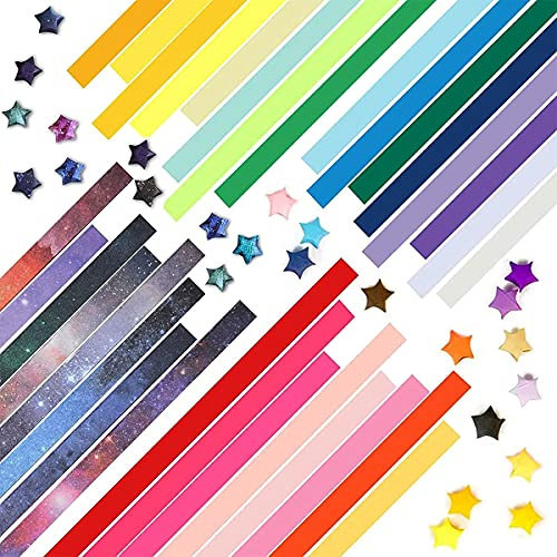 Stars Papers, Origami Paper,1910 Sheets Lucky Origami Stars for DIY Paper Arts Crafts (Mash up and Starry Sky Gradient)