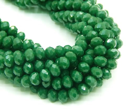 Cuentas de cristal checo, perlas de cristal checo, cuentas redondas facetadas de Bohemia, 4/6/8/10 mm (verde oscuro opaco, 6 x 4 mm)
