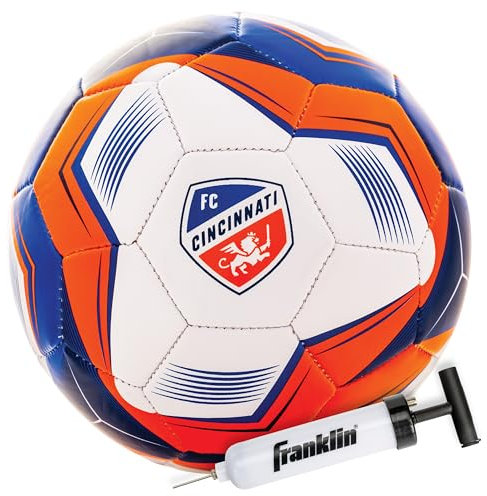 Franklin Sports 78005F31Z MLS FC Cincinnati-Fußball, offizielle Größe 5, weiche, Abriebfeste Hülle, offizielle Größe und Gewicht, Ballpumpe im Lieferumfang enthalten, teamspezifisch