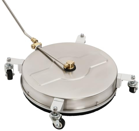 Surface Cleaner, Pressure Washer Cleaning Disk with 4 Wheels, Stainless Steel Power Washer Accessory for Park Sidewalks, Wash Shops, Motorhomes, Driveways, Decks, Car Cleaning, 4000 PSI