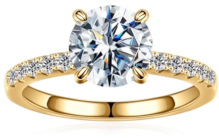 TINGN Verlobungsring Damen Gold - Geschenke für Frauen Ring Silber 925 Solitär Sterling Silber Moissainte Diamant Ringe Hochzeit Verlobungs Geschenke Eheringe