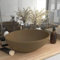 LAPOOH Lavabo de Lujo Ovalado cerámica Crema Mate 40x33 cm, Fregadero, Lavabo Baño, Lavamanos Baño, Lavatorio Casa De Banho, Mueble Lavabo sobre Encimera