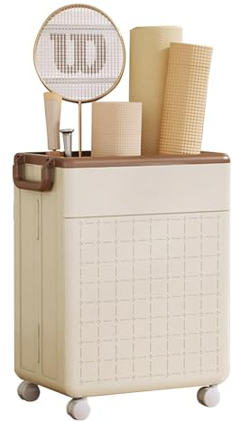 Shurzzesj Gym Yoga Mat Holder, Foldable Storage Basket for Yoga Mat, Workout Equipment Storage Bin, Portable Holder Rack with Wheels for Home Gym