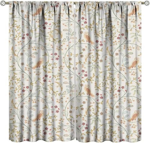 Verdunkelungsvorhange 2Er Set Tier Eule Wohnzimmer Kinderzimmer Verdunkelungsvorhang Wärmeisolierte Gardinen Mit Ösen Polyester 3D Effekt Druck Vorhänge 183 (B) X 214 (H) cm 9426350878532