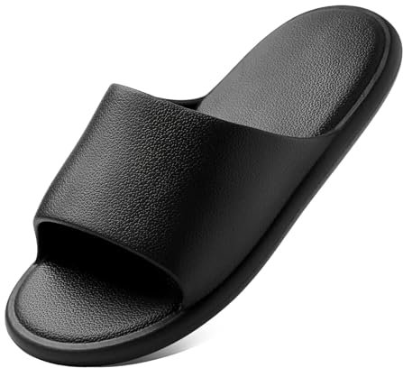 JoWebb Unisex Slide Sandals, Women Men's Fashion Open Toe Beach Pool Slippers 5.5/6.5 UK Jet Black