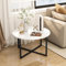BOFENG Round Coffee Table Tea Table End Table Sofa Table for Living Room with Metal Legs,Black+White