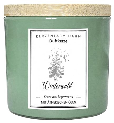 luterna Duftkerze im Glas, Winterwald, 100% pflanzliches Rapswachs, KERZENFARM HAHN, mit reinen ätherischen Ölen, Brenndauer ca. 17h