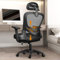LIMBALAY Silla de Oficina Ergonómica con Soporte Lumbar, Función Basculante, Reposacabezas Ajustable, Reposabrazos y Altura Ajustables, Asiento de Malla Transpirable, Silla Giratoria para Ordenador