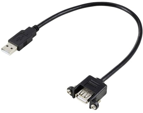 Renkforce USB-Kabel USB 2.0 USB-A Stecker, USB-A Buchse 0.25 m Schwarz Für die versenkte Montage, schraubbar RF-5720402
